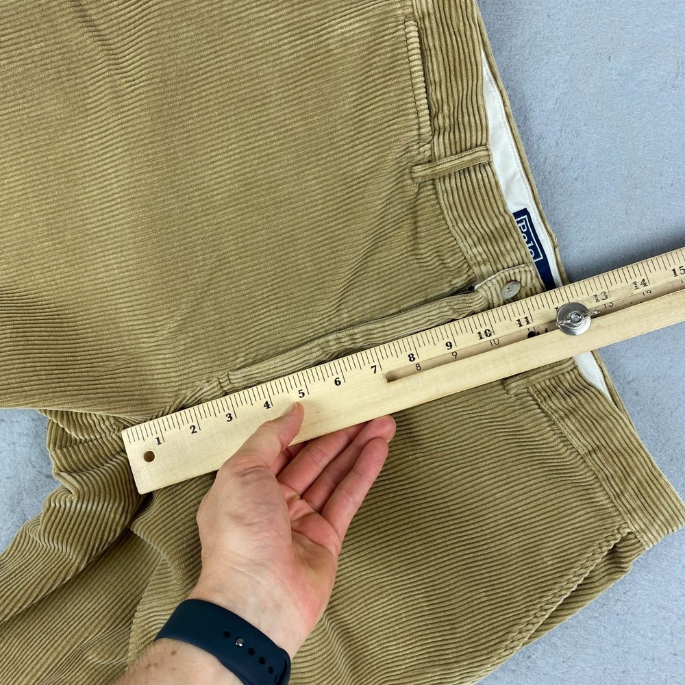 Vintage Polo Ralph Lauren Mens Corduroy Pants 33x30 flat front Cords brown - Picture 9 of 12